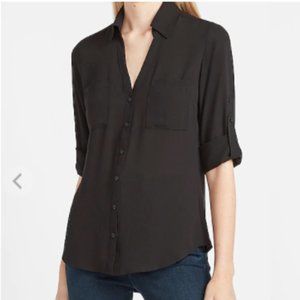 Express Slim Fit Portofino Shirt Black